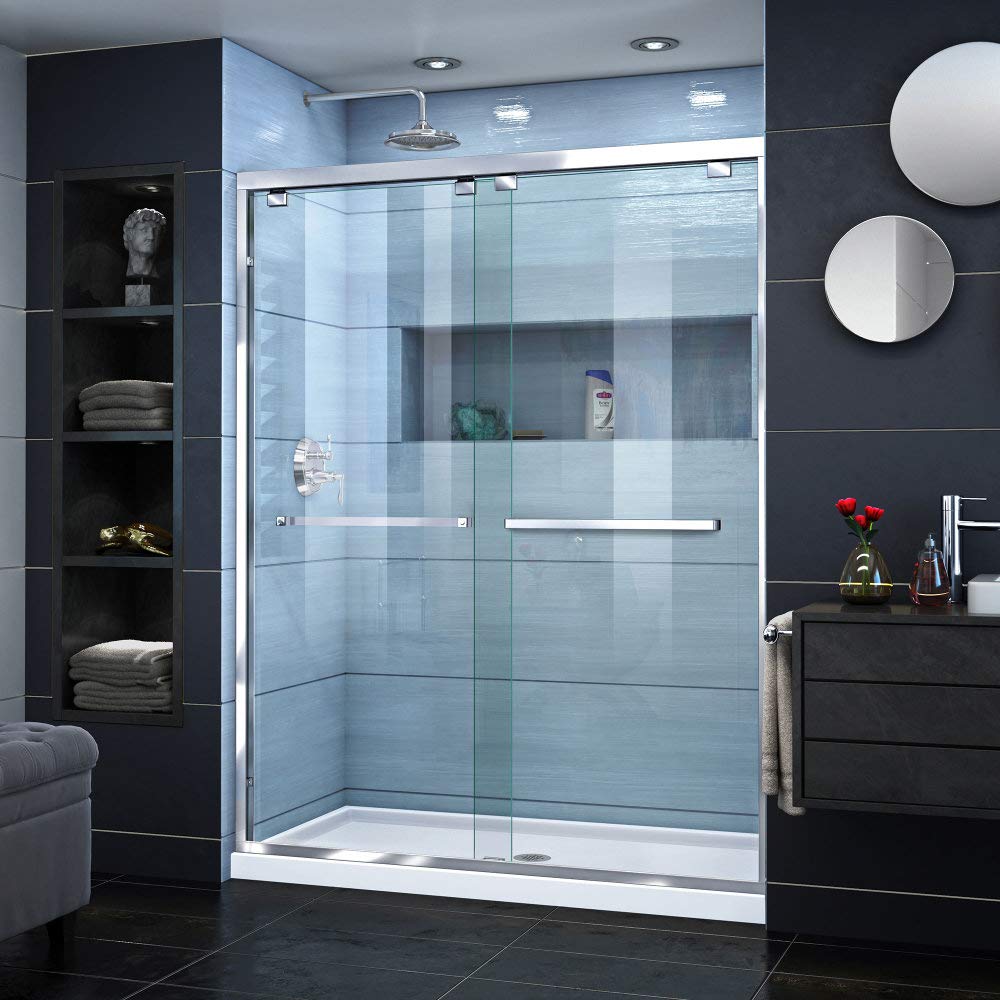 Photo 1 of DreamLine Encore 56-60 in. W x 76 in. H Semi-Frameless Bypass Shower Door in Chrome, SHDR-1660760-01