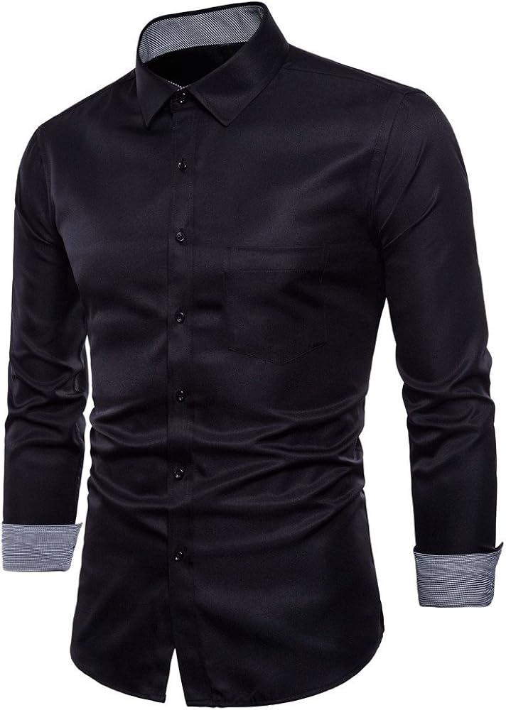 Hot Zlolia Men's Oxford Formal Casual Suits Long Sleeve Slim Fit Tee Dress Shirts Blouse Top: Clothing