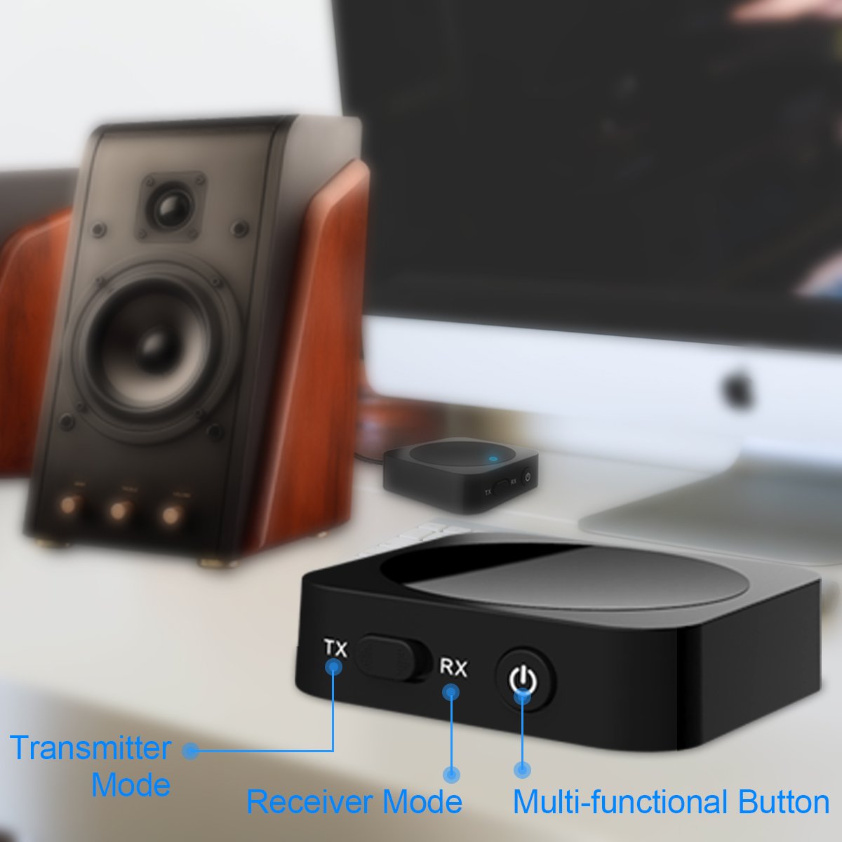 keenstone Mini Bluetooth Emetteur et Récepteur 2-en-1, sans Fil Bluetooth 4.1 Transmetteur et Récepteur 3.5mm Portable Adaptateur 2 Appareils Simultanément pour Parfait Effets Sonores Système