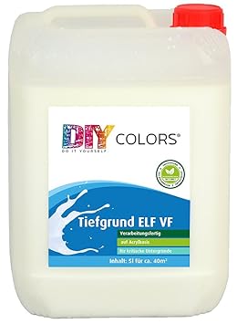 DIY Colors Tiefgrund ELF VF 5l (Größe wählbar) - Acryl Tiefengrund, verarbeitungsfertig, innen und außen, Haftgrund, hochwertige Spezial-Grundierung in Maler- und Handwerkerqualität, Haftbrücke