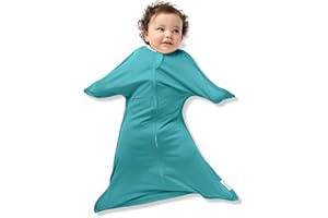 SleepingBaby Zipadee-Zip Transition Swaddle - Cozy Baby Swaddle Blanket with Zipper Convenience - Roomy Wearable Blanket for Easy Diaper Changes - Classic Teal, Medium (6-12 Month)