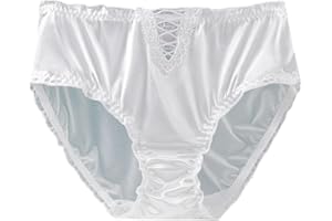 Women's Lace Satin Panties Seamless Briefs Mid Waist Underwear Ruched Breathable Briefs Solid Color Cheeky Panty