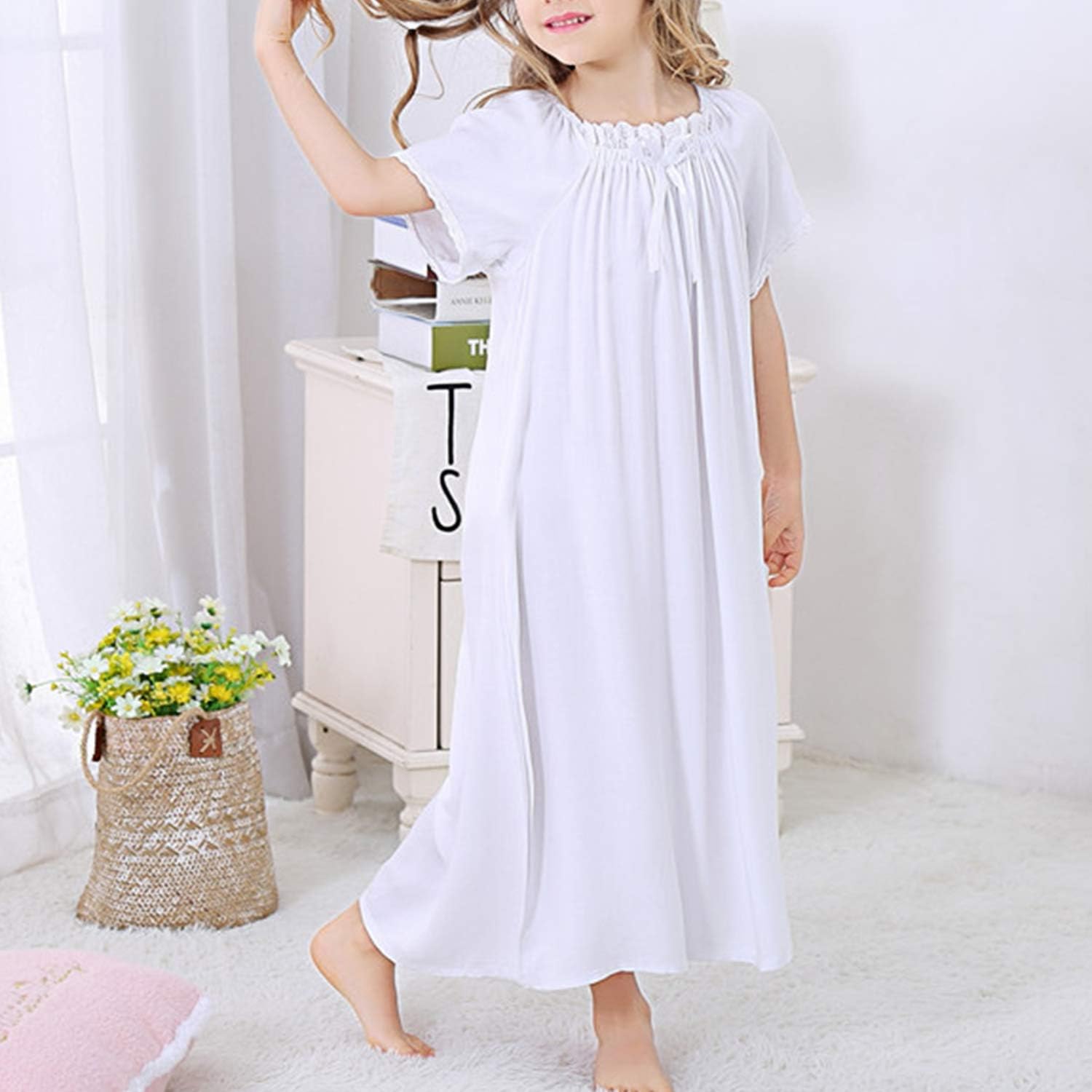 BOOPH Girls Dress Toddler White Casual Dress Princess Skirt for Girl 3-12 Years: Clothing