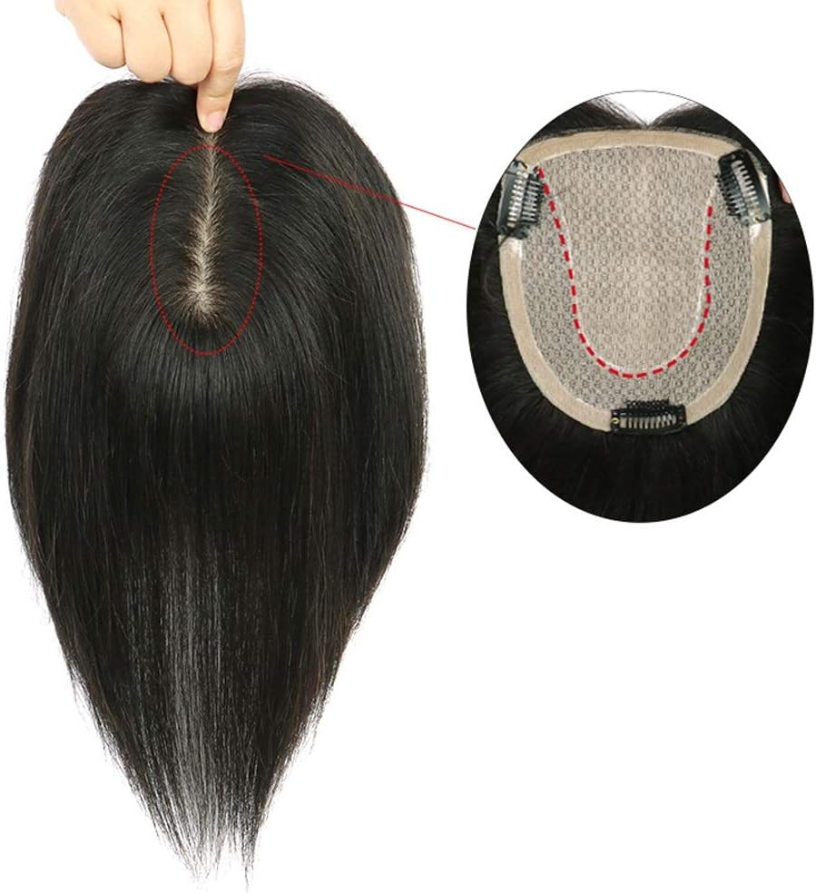 Wig for Women Silk Base Wigs Lace Closure Human Hair Wigs For Black Women 150% Ombre Straight Short Bob Wigs With Baby Hair MDYHJDHYQ (Color : Black, Size : 12x14-25cm)
