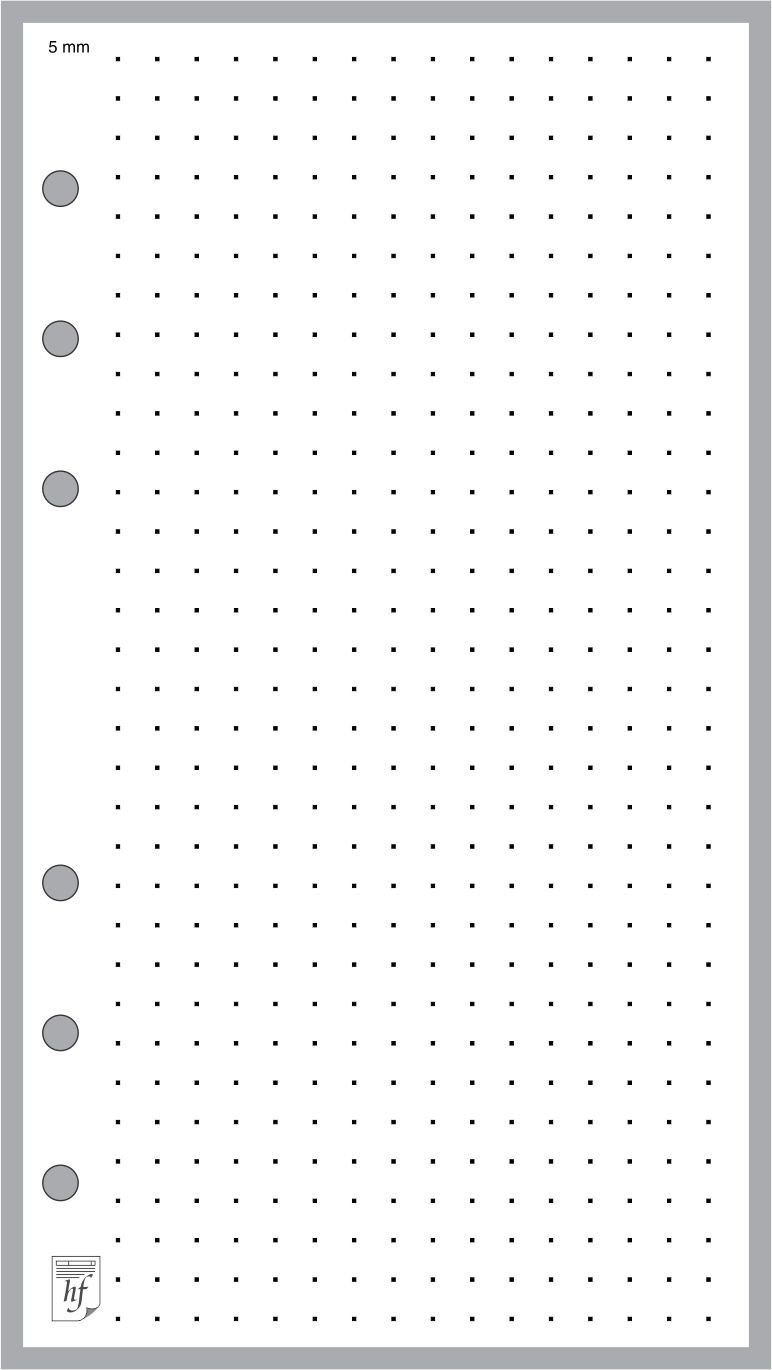 Personal Size 5mm Dot Grid Paper Refill, Sized and Punched for Filofax Personal Notebook (3.7" x 6.75")