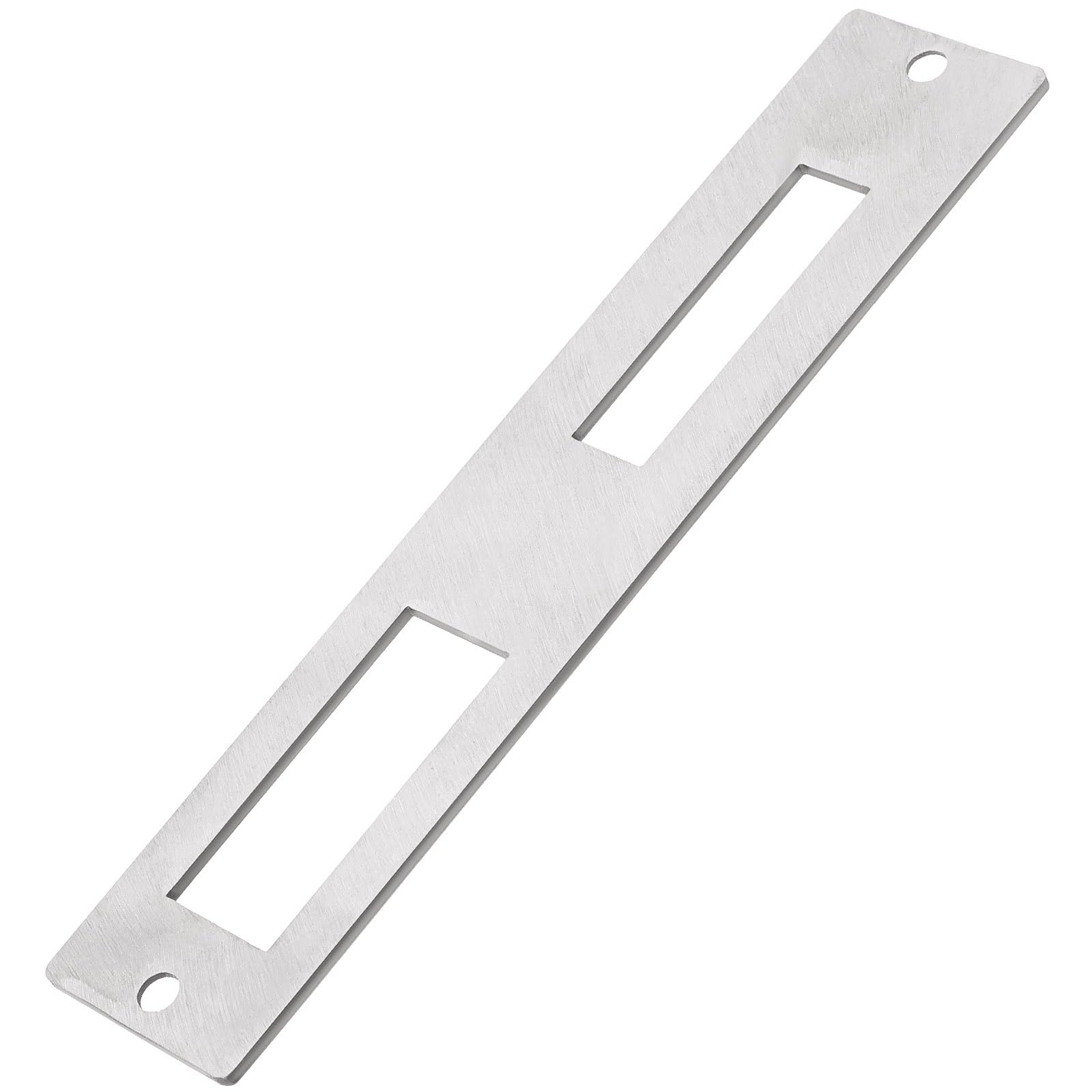 EMSea 1Pc Door Flat Strike Plate Stainless Steel Plate 172mm x 33.7mm for Door Handle Deadbolt Security Striker Plates Exterior Interior Door Electric Door Opener Silver(Fully Enclosed)