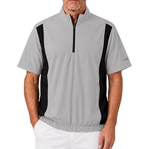 Kallspin Mens Short Sleeve Golf Windbreaker Cage Jacket Quarter Zip Pullover Lightweight Waterproof Athletic Top with Pockets
