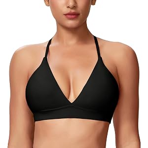 SPVISE Women's Triangle Bralette Sports Bra Adjustable Straps Bras Top | Deep V-Neck, Wireless, Cross Back, Removable Cups, Y