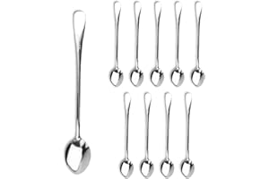 10Pcs 7.5" Tea Spoons Long Handle, Stirring Spoons Stainless Steel Coffee Spoons Silver Spoons for Dessert, Cocktail Stirring