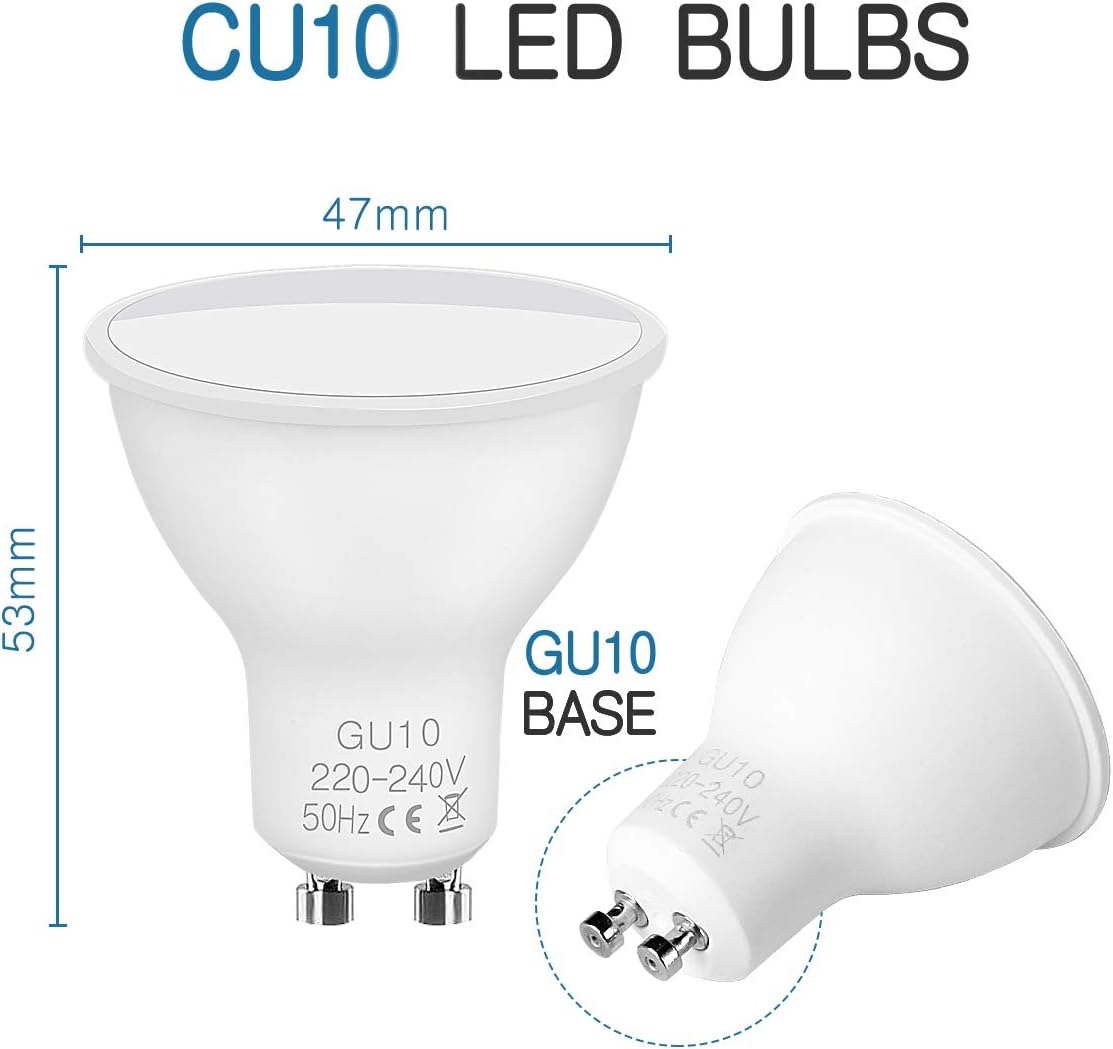 Vicloon GU10 LED Light Bulbs, 5 pcs 6W GU10 LED Bulb, 40W Incandescent Bulb Equivalent, 50W Halogen Bulb Equivalent - Image 3