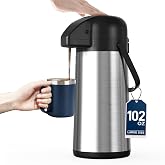 Coffee Carafe for Keeping Hot, 102OZ / 3L Airpot Coffee Dispenser with Pump | Large Thermal Coffee Urn for Hot Drinks Tea Liquid, 304 Insulated Stainless Steel Hot Water Beverage Dispenser for Parties