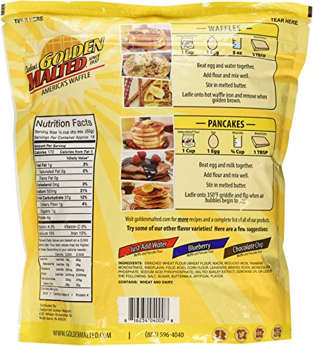 Carbon s Golden Malted Pancake Waffle Flour Mix Original 32 Ounces 