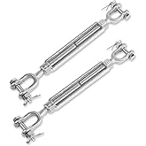 2Pack Heavy Duty Turnbuckle 1/2*6 Inch,2200 lbs Working Load Limit, Weather Resistant,Hot Dipped Galvanized Steel Jaw and Jaw Turnbuckle for Tractor, Wire Rope Tension, Sun Shade Tent, Treehouse, Deck
