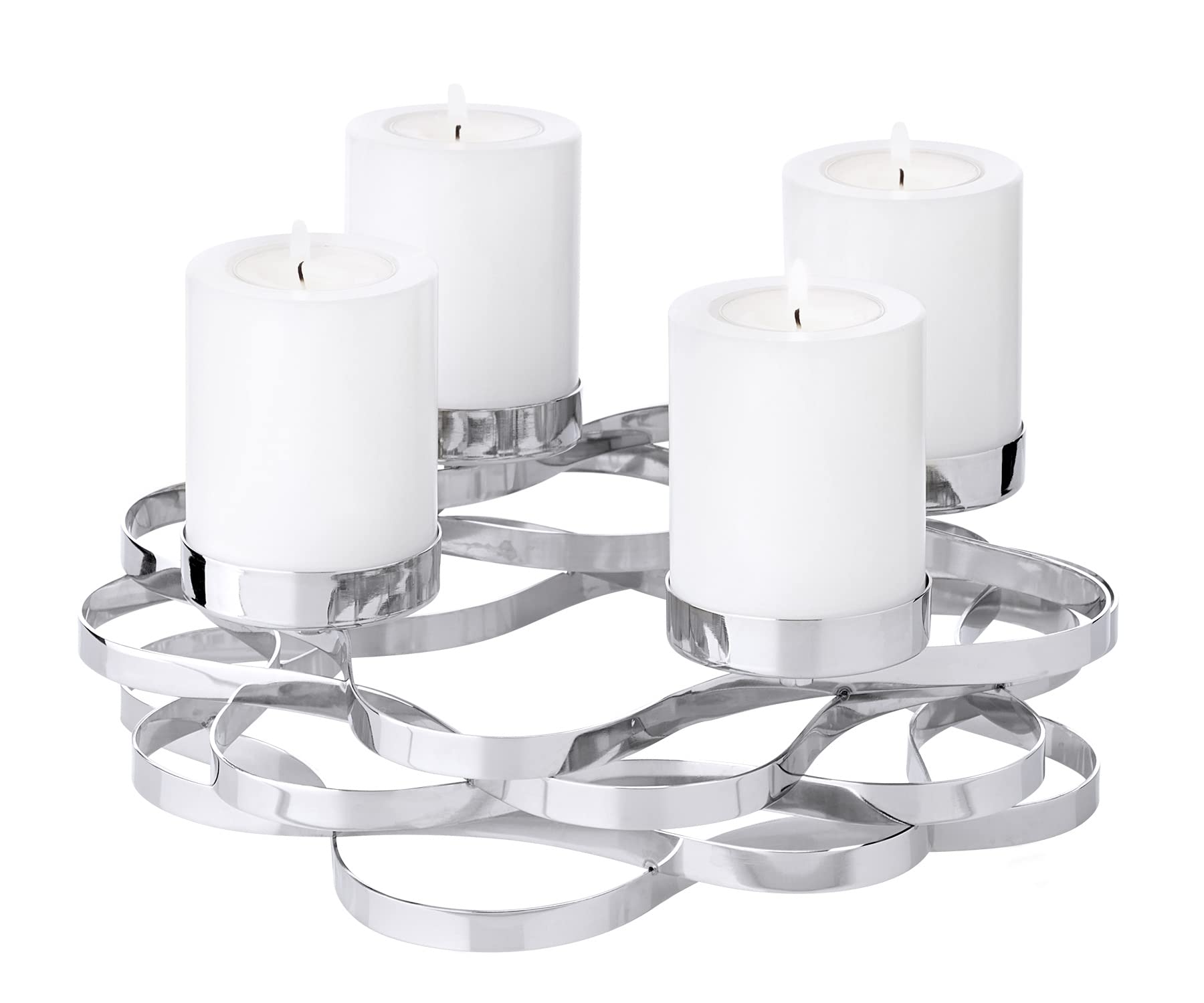EDZARD Alita Advent Wreath (Diameter 25 cm), Stainless Steel, Nickel-Plated, Silver, for Pillar Candles Diameter 6 cm