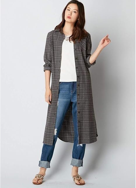 Amazon Nissen ニッセン 長袖 綿100 ロング丈ネルシャツワンピース 共ひもベルト付 ワンピース チュニック 通販