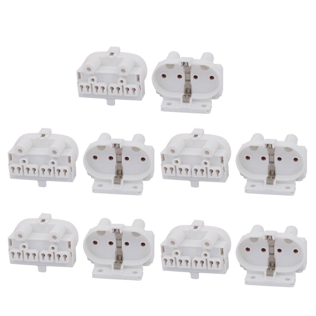 Sourcingmap 10Pcs H Lamp Fluorescent Light Holder 2G11 Base Single Head Tombstone Lamp Socket AC 500V 2A for LED Fluorescent Tube
