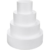 4 Tier Styrofoam Cake Dummies,4" 6" 8" 10" Fake Cake for Display | 12" Tall Styrofoam Dummy set,Ideal for Wedding Cake Decorating,Birthday Displays,Bakery Practice and Craft Projects
