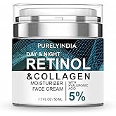 Purelyindia Retinol Cream for Face – Anti-Aging Moisturizer to Reduce Wrinkles & Fine Lines – Hydrating Retinol Night & Day Cream for Smooth, Firm Skin