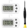 Refrigerator Thermometer Waterproof Fridge Thermometer Digital Freezer Thermometer Large LCD Screen Thermometer for Refrigerator Cooler Thermometer with Stand and Magnetic Back 2pck with Screwdriver