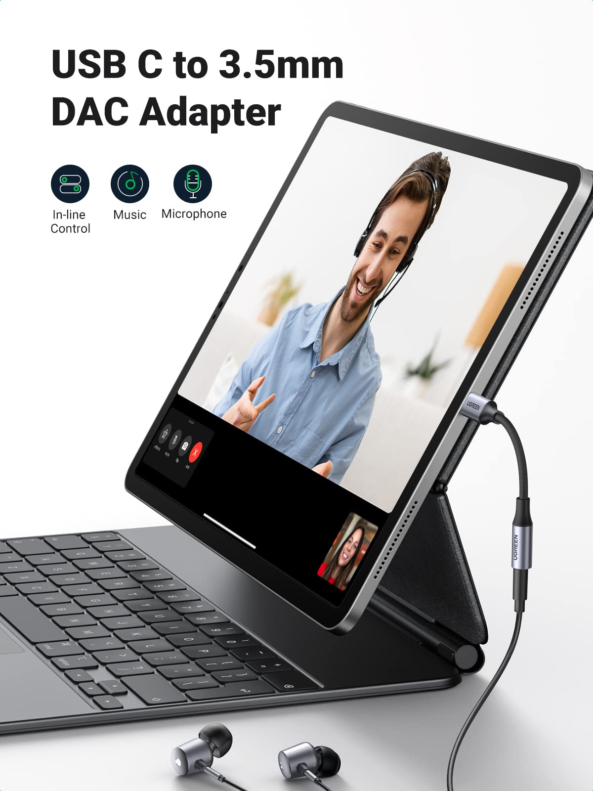 UGREEN USB C to 3.5mm Audio Adapter Type C to Headphone Aux Jack Dongle 24bit/96kHz HiFi DAC Cable Cord Compatible with iPhone 16 15 Pro Max/16 Plus, iPad, Galaxy S25 S24 Ultra, Pixel 9, Grey