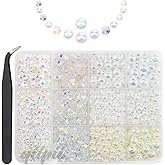 qiipii White AB 3-8mm Flatback Pearls and Rhinestones for Bedazzling Crafting Half Pearls Resin Stones Diamonds Crystal Gems for Nails Face Eyes Makeup Tumblers Bottles Crafts Grad Cap Shoes Scrapbook