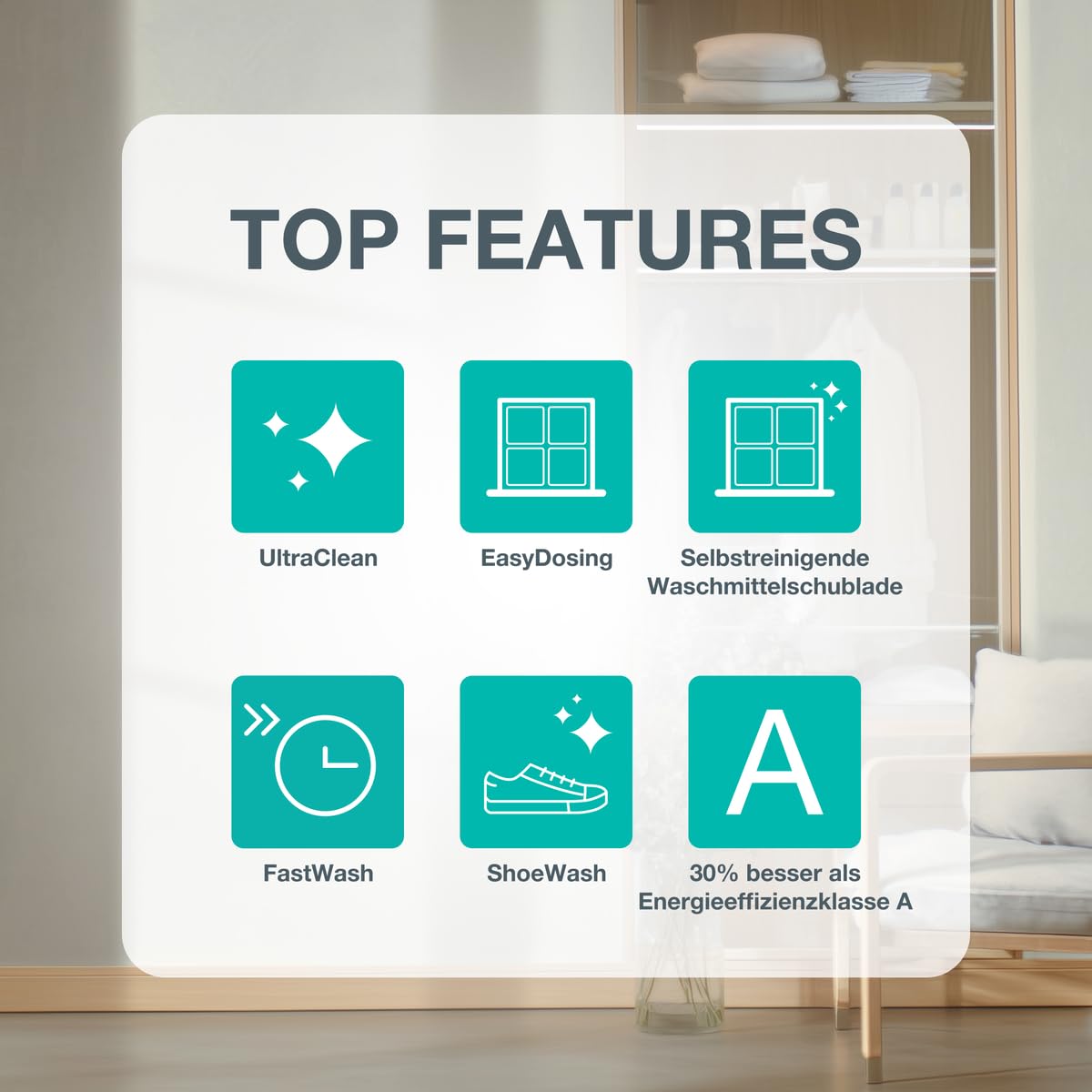 Gorenje W53G484A3P1B Waschmaschine mit Dampffunktion /8 KG /1400 U-Min/ConnectLife /15 Programme/UltraClean/AquaStop/SteamTech/30% besser als Energieeffizienzklasse A/Schwarz 3