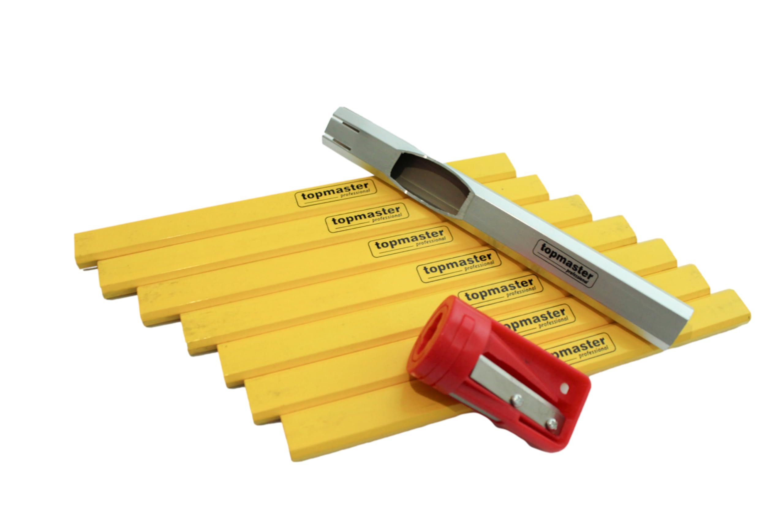 Carpenter's Pencils Set of 7 with Sharpener and Pencil Holder