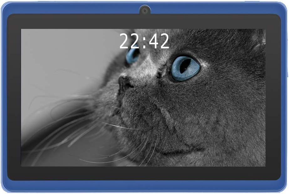 YUNTAB 7 inch Android Tablet, Quad Core CPU, with WiFi, 1024x600 HD Touch Screen, Pre-Loaded Google Play Store & Games, Dual Camera(Blue)
