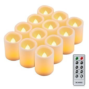 Kohree Romantische Kerzen mit Fernbedienung, LED Kerze mit Timer, 12 LED Flammenlose Kerzen Batteriebetrieben