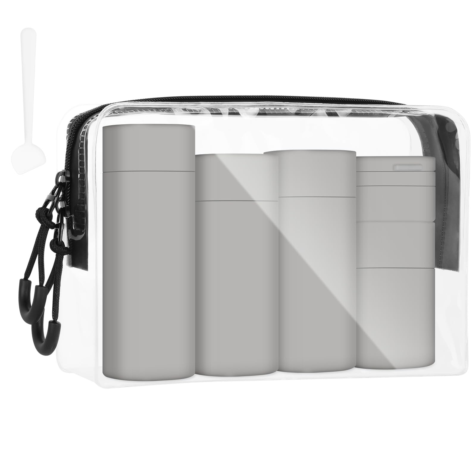 flintronic Travel Bottles Set for Toiletries, Leak-Proof Silicone Travel Containers, Small Mini Empty Squeeze Bottles Travel Accessories for Toiletries, Shampoos, Conditioner and Lotion-Grey