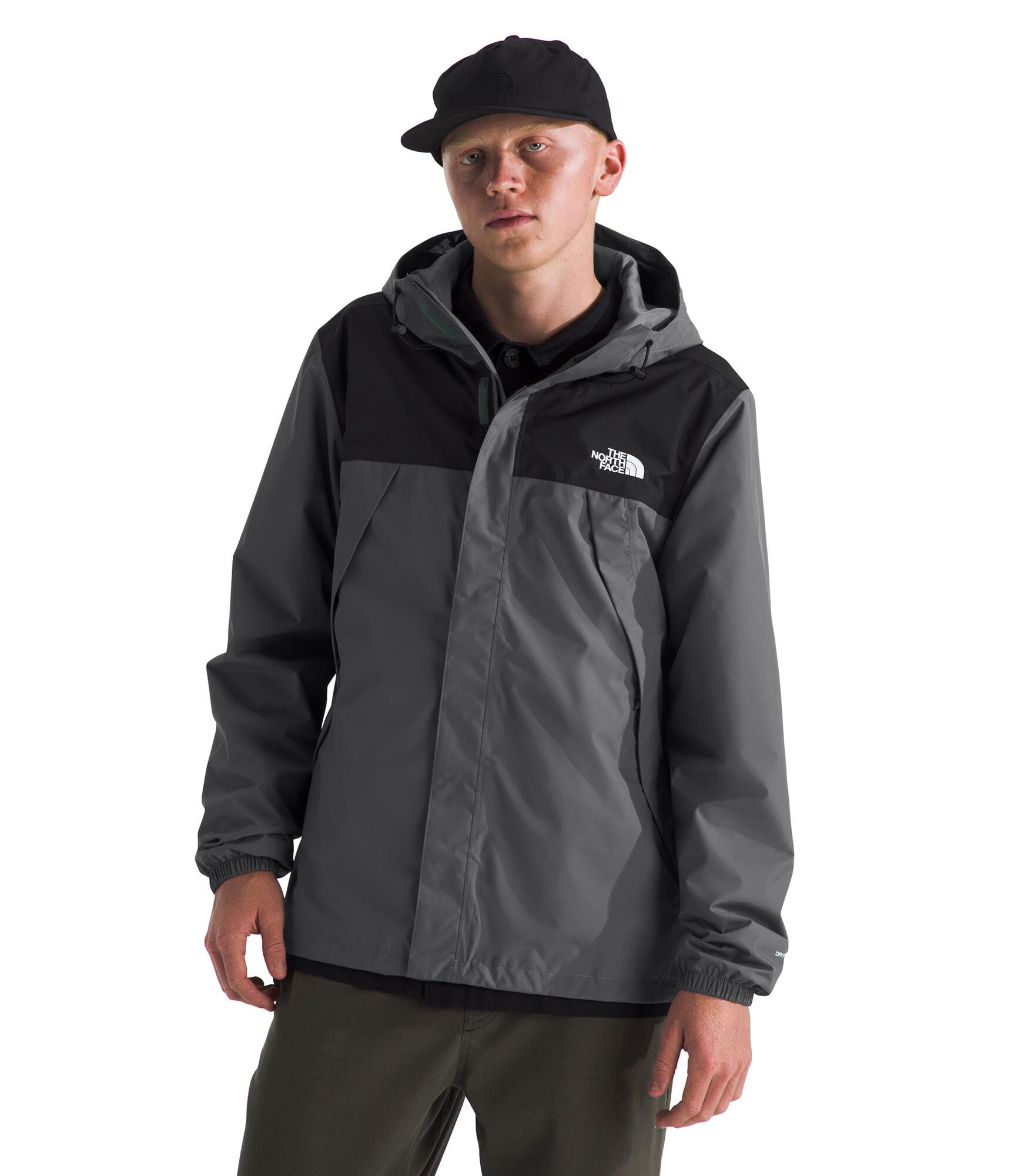 The North Face Men's Antora Jacket (Standard & Big Size) | Waterproof & Windproof Rain Coat, Secure Zip Hand Pockets, Adjustable Hood & Hem, Smoked Pearl/TNF Black-NPF, X-Large Image