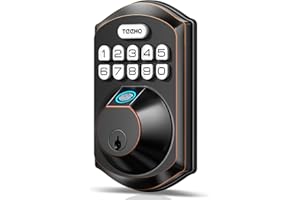 TEEHO TE002 Keyless Fingerprint Deadbolt Lock - Smart Electronic Keypad Entry for Front Door Installation - Oil-Rubbed Bronze