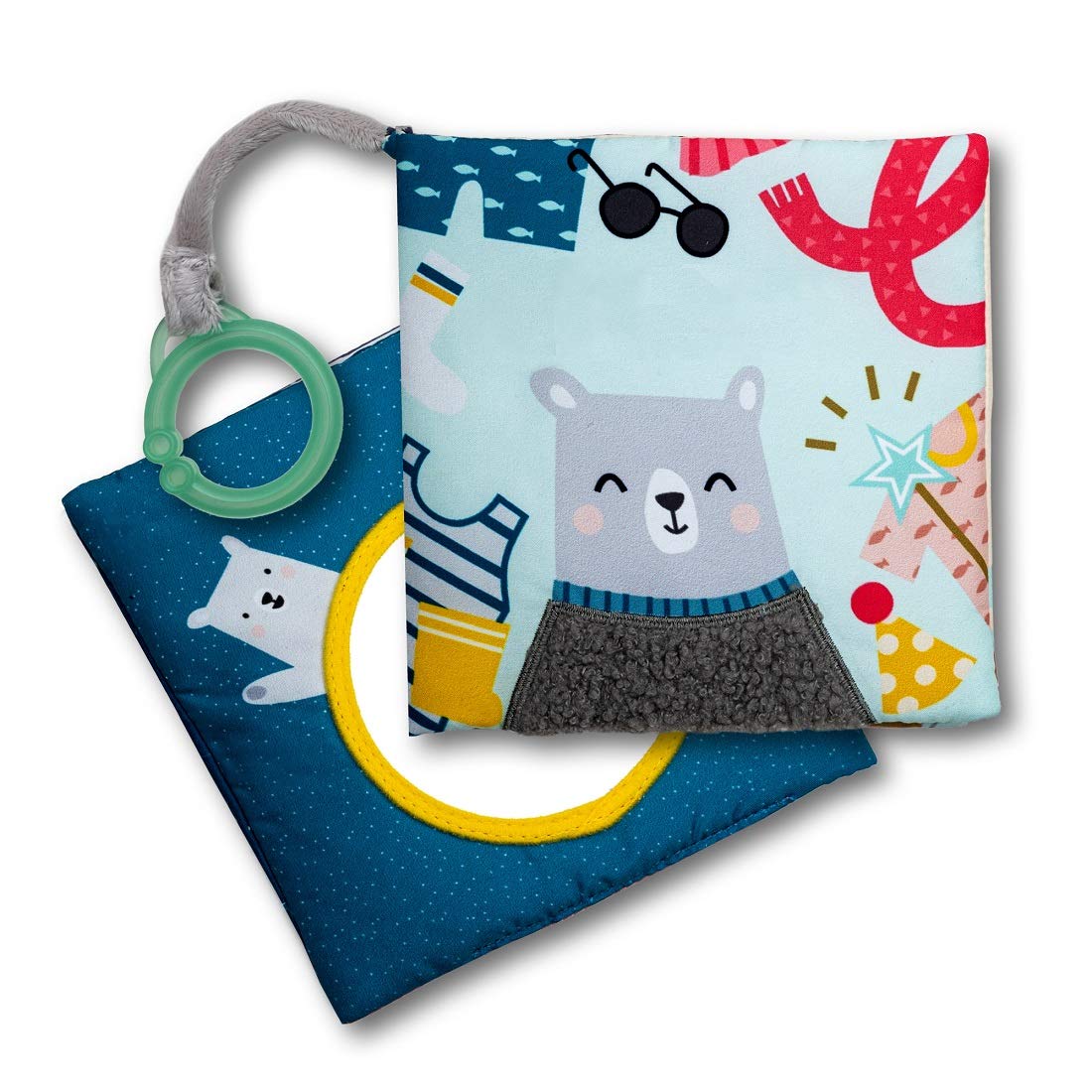 Taf Toys What Does Paul Wear? Clip on Pram Book. Sensory Soft Baby Book. Travel Toy Activity Book With Textures & Baby Safe Mirror. Clips to Car Seat & Pushchair. For Baby Boys & Girls 6 months +