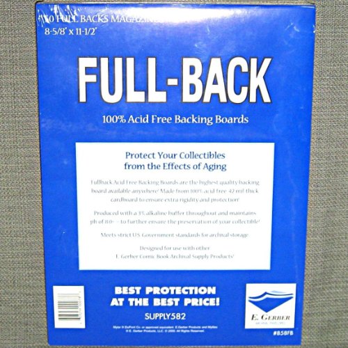 E. Gerber Full-Back Magazine Size Acid-Free Comic Book Backing Boards 8 5/8