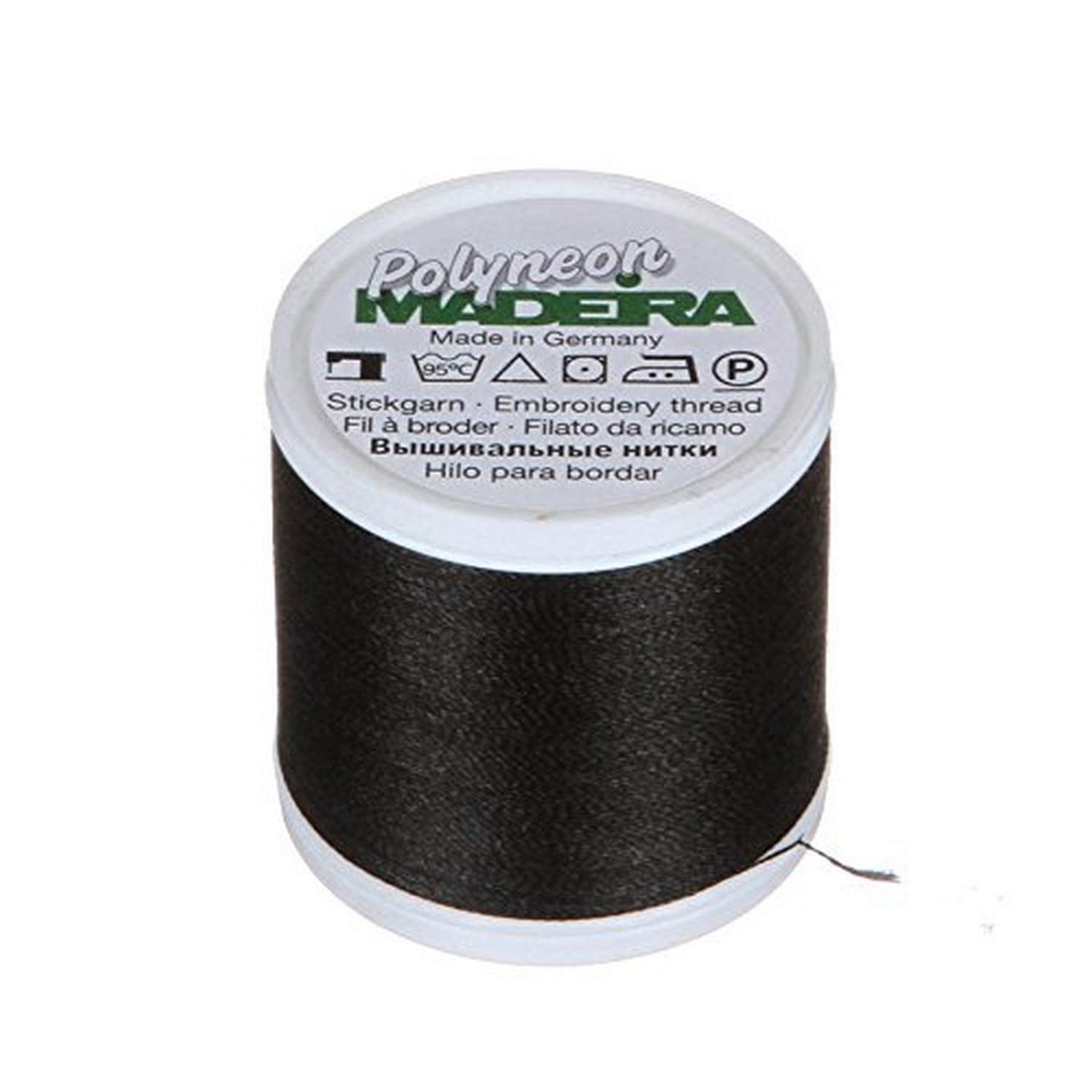 Madeira 9845-1800 2 Ply Polyneon Polyester Embroidery Thread, 40wt/135d 440 yd, Black — image 1