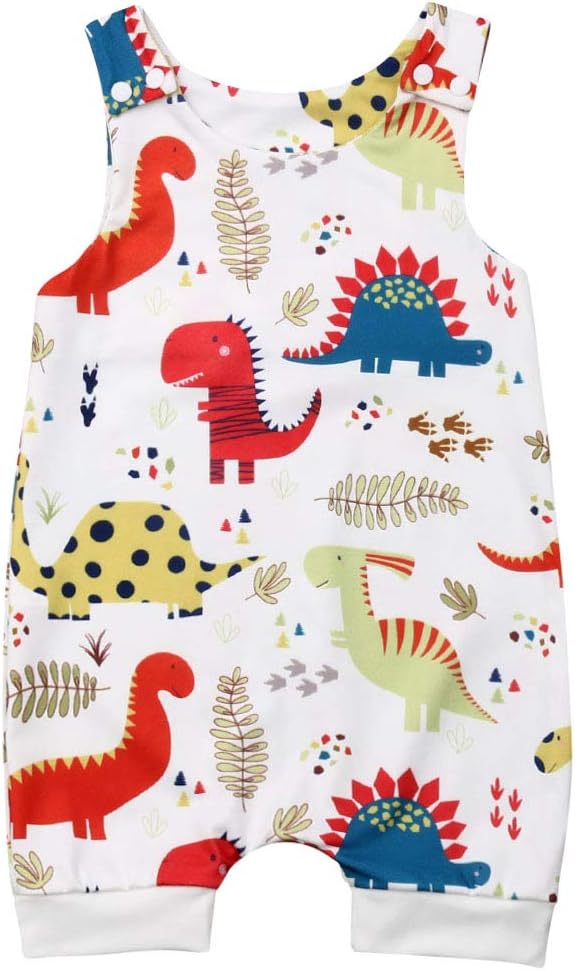 Newborn Baby Boys Girls Animal Dinosaur Romper One Piece Jumpsuits Sleeveless Summer Outfits