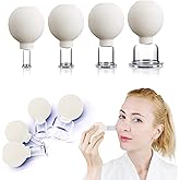 4 PCS Glass Facial Cupping Set | Silicone Vacuum Suction | Cupping Massage Therapy | A Kit For Anti Cellulite, Anti Wrinkle and Instantly Ageless Skin | For Eyes, Face and Body(White)