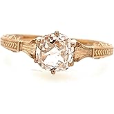 Natural 1ct Peach Morganite 14k Rose Gold Over Sterling Silver Engagement Ring Size 5, 6, 7, 8, 9