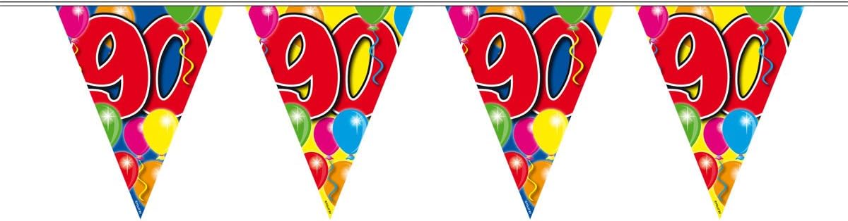 Folat 04553 90th Birthday Garland Balloons-10 m, Multi-Colored, Costumes