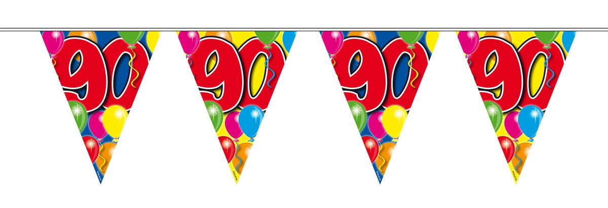 Folat 04553 90th Birthday Garland Balloons-10 m, Multi-Colored