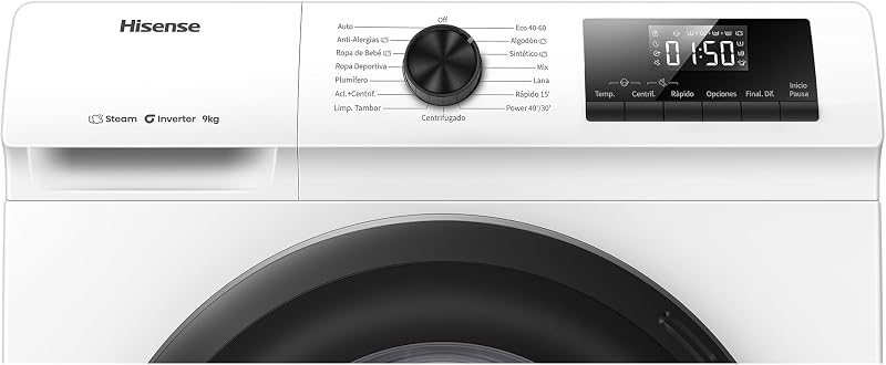 WF1Q9041BW - Lavadora, Class A, 9Kg, 1400 rpm, Alto 84.5cm x Ancho 59.5cm, Color Blanco, Función Vapor 99,9%, Lavado Rápido+, Lavado Automático, Finalización Diferida, Tecnología Inverter