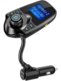 Nulaxy Wireless In-Car Bluetooth FM Transmitter Radio Adapter Car Kit W 1.44 Inch Display Supports TF/SD Card and USB Car Charger for All Smartphones Audio Players