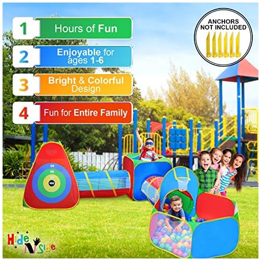 Hide N Side 5pc Kids Ball Pit Tents and Tunnels, Toddler Jungle Gym Play Tent with Play Crawl Tunnel Toy, for Boys… - Image 4