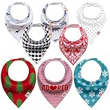 Baby Bandana Drool Bibs for Boys and Girls Perfect for Teething and Drooling Stages, 8 Pack Waterproof Extra-Absorbent Baby Bib Made of Organic Cotton Adjustable with Snaps
