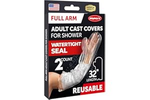 100% Waterproof Cast Cover Arm -【Watertight Seal】 - Reusable Adult Full Arm Cast Covers for Shower Elbow, Hand & Wrist - 2 Pa