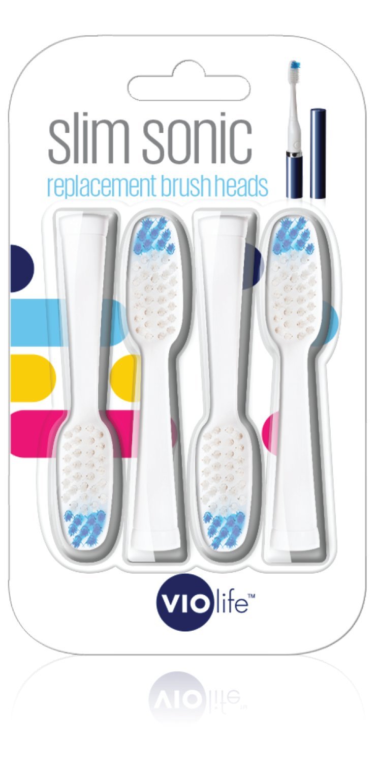 Violife VST4TBX Slim Sonic Travel Toothbrush Replacement Brush Heads
