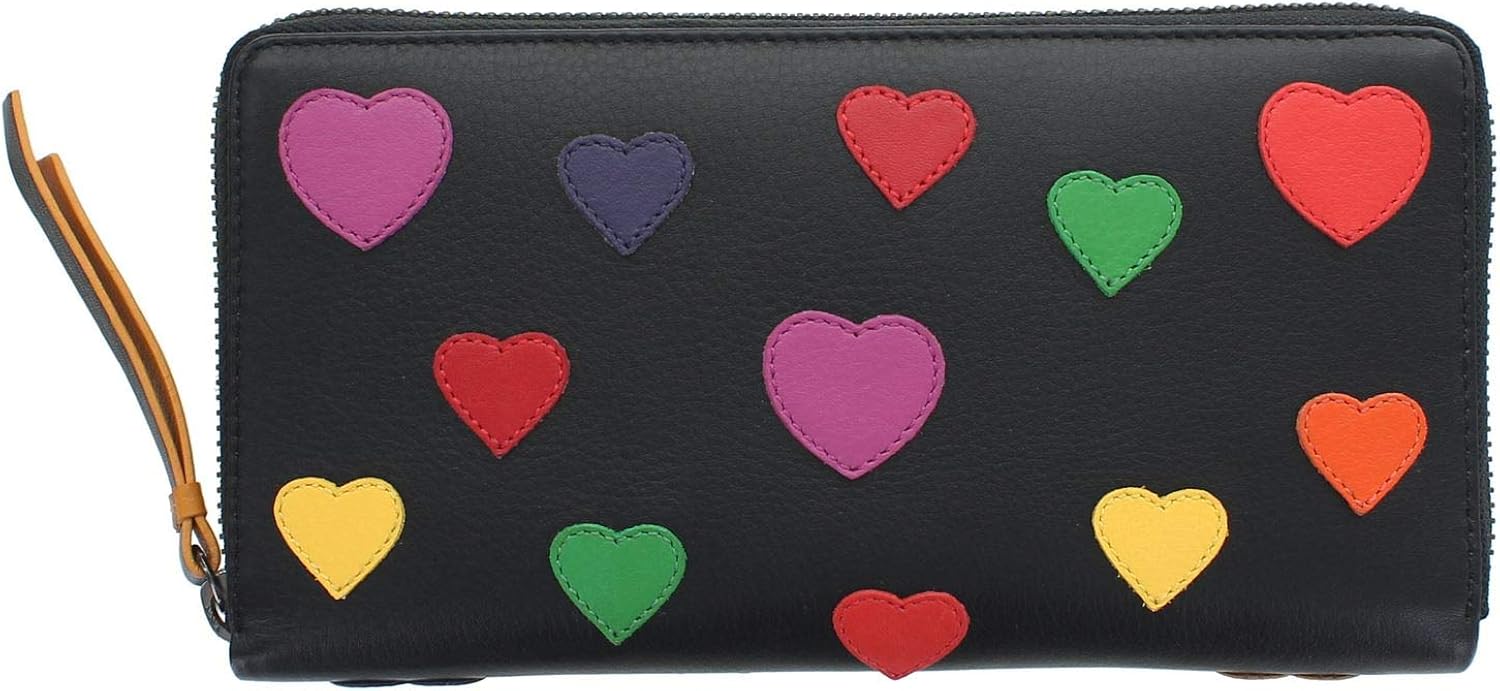 VISCONTI Love Collection Passion Leather Zip Around Purse RFID LV5 Black