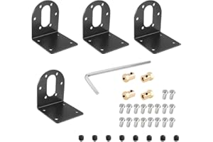 XYRSTOLR 4Pcs 37mm Diameter DC Gear Motors Mounting Bracket Black DC Geared Motor Mounting Bracket Holder Gearbox Fixed Seat Gear Reduction Motor Holder with 4 Pcs 6mm Hex Coupling for Small Stepper Motors