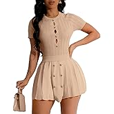 Women's 2 Piece Outfits Knitted Crop Top Pleated Mini Skirt Set for Summer Party Club Going Out