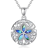 Lypic Ocean Animal Necklace Seahorse/Shark/Starfish/Sea Turtles/Sand Dollar/Dolphin Necklace 925 Sterling Silver Beach Ocean Jewelry for Women Ocean Lovers